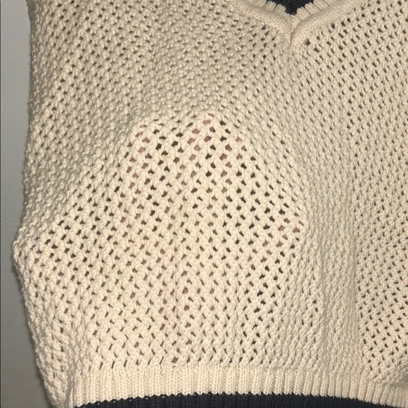 Arizona Jean Company Cream V-Neck Sweater with Blue Trim - Picture 6 of 6